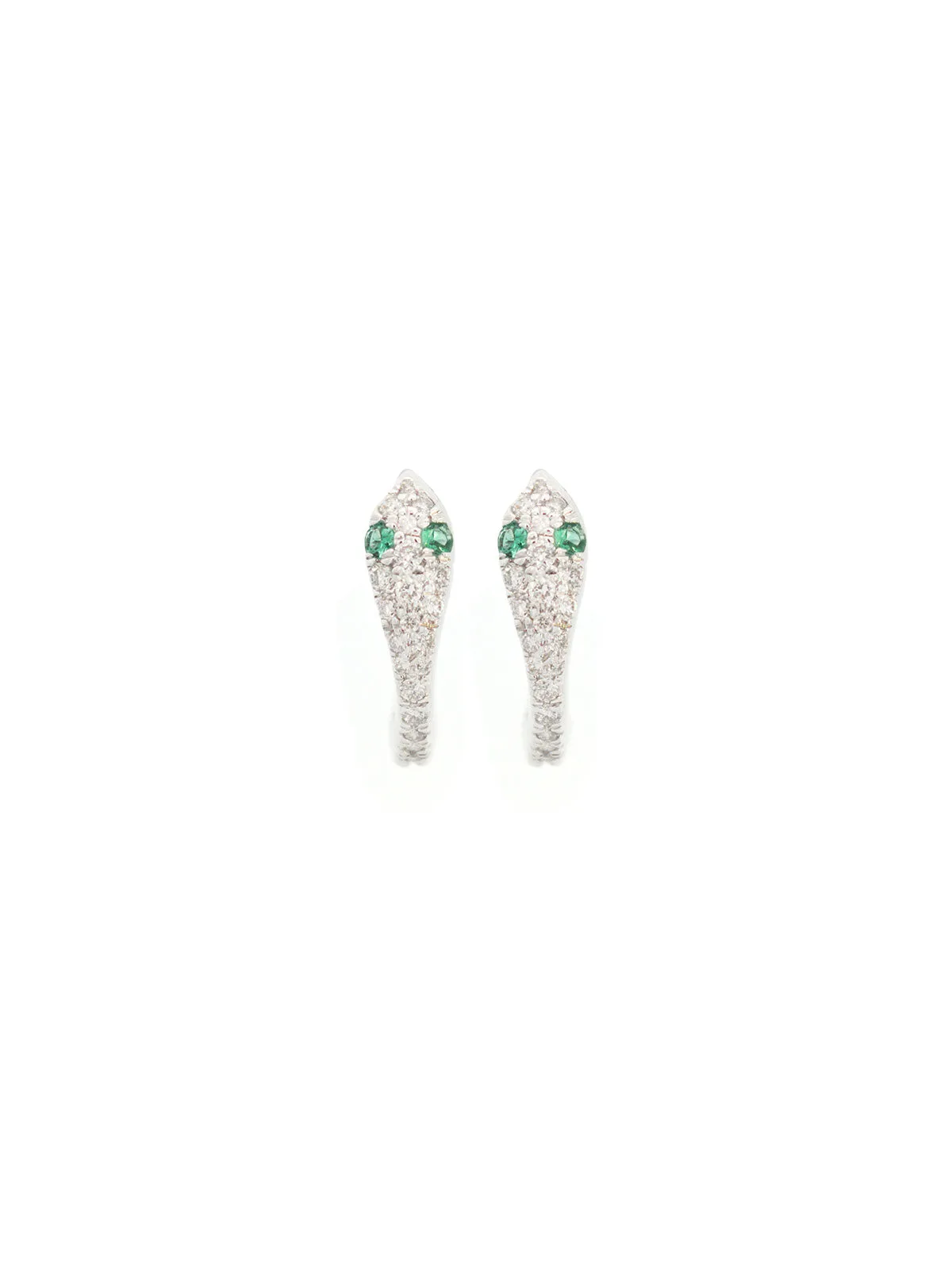 0.41ct Diamond Emerald 18K Gold Snake Hoop Earrings