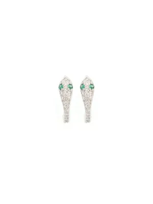 0.41ct Diamond Emerald 18K Gold Snake Hoop Earrings