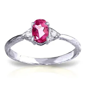 0.46 Carat 14K Solid White Gold World Won't Stop Pink Topaz Diamond Ring