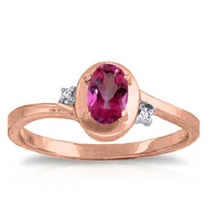 0.51 Carat 14K Solid Rose Gold Rings Diamond Pink Topaz