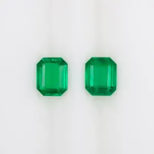 0.67ct NATURAL EMERALD PAIR STUD EARRINGS EMERALD SHAPE STEP CUT LOOSE ACCENTS