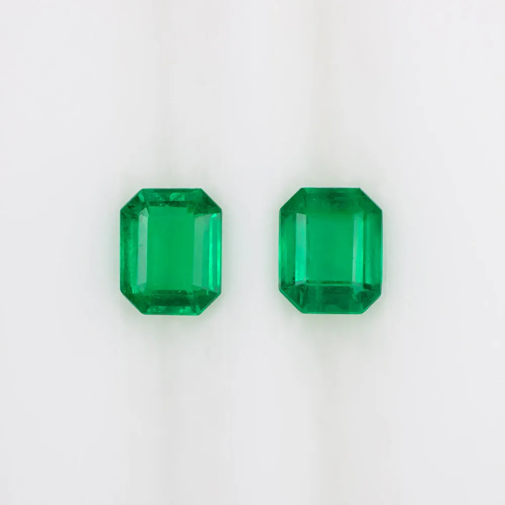 0.67ct NATURAL EMERALD PAIR STUD EARRINGS EMERALD SHAPE STEP CUT LOOSE ACCENTS