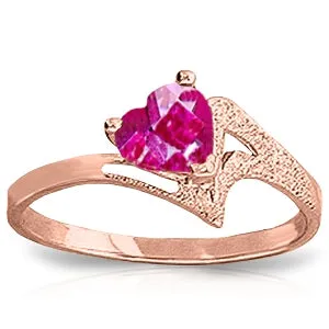 0.95 Carat 14K Solid Rose Gold Loveheart Pink Topaz Ring