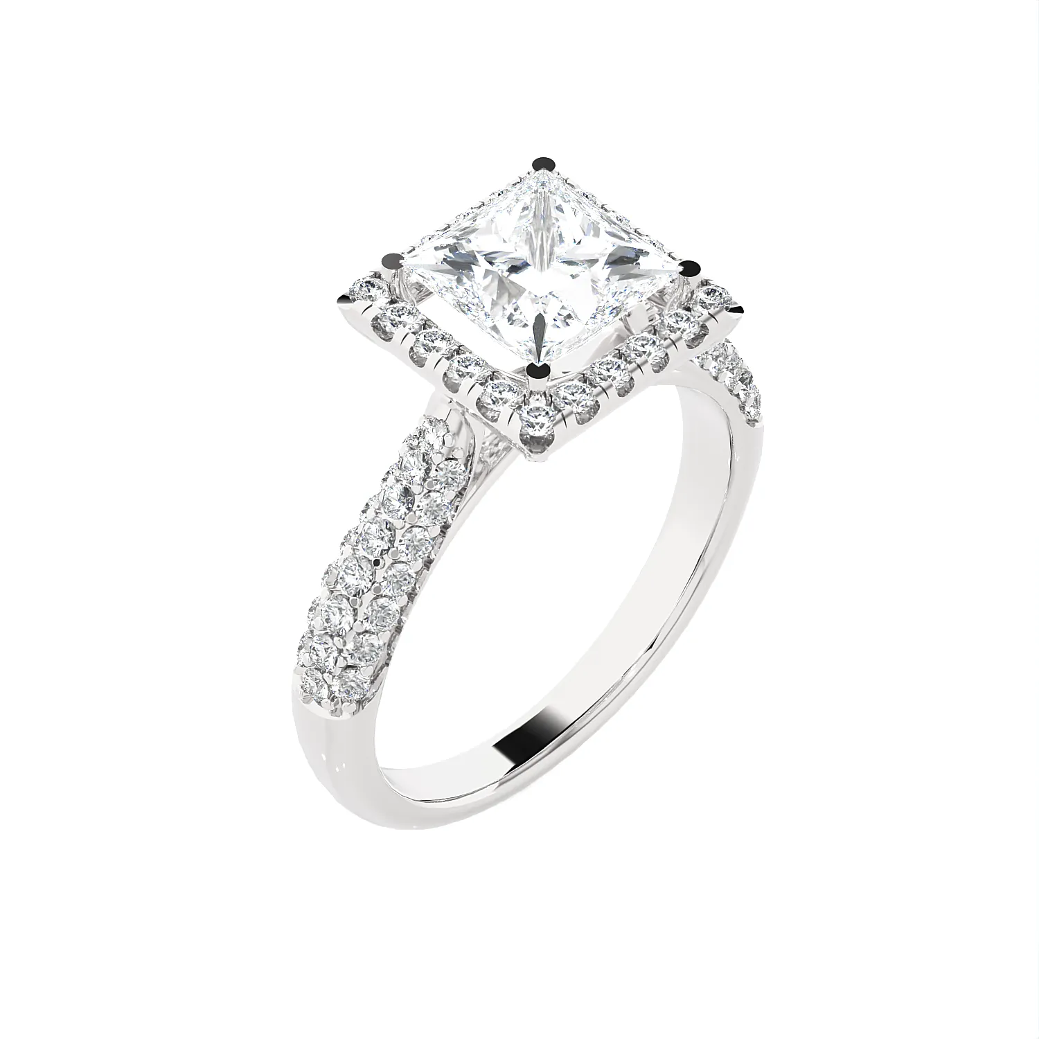 1 1/2 ctw Princess-Cut Lab Grown Diamond Halo Engagement Ring