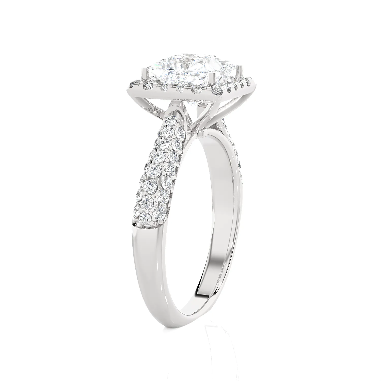 1 1/2 ctw Princess-Cut Lab Grown Diamond Halo Engagement Ring