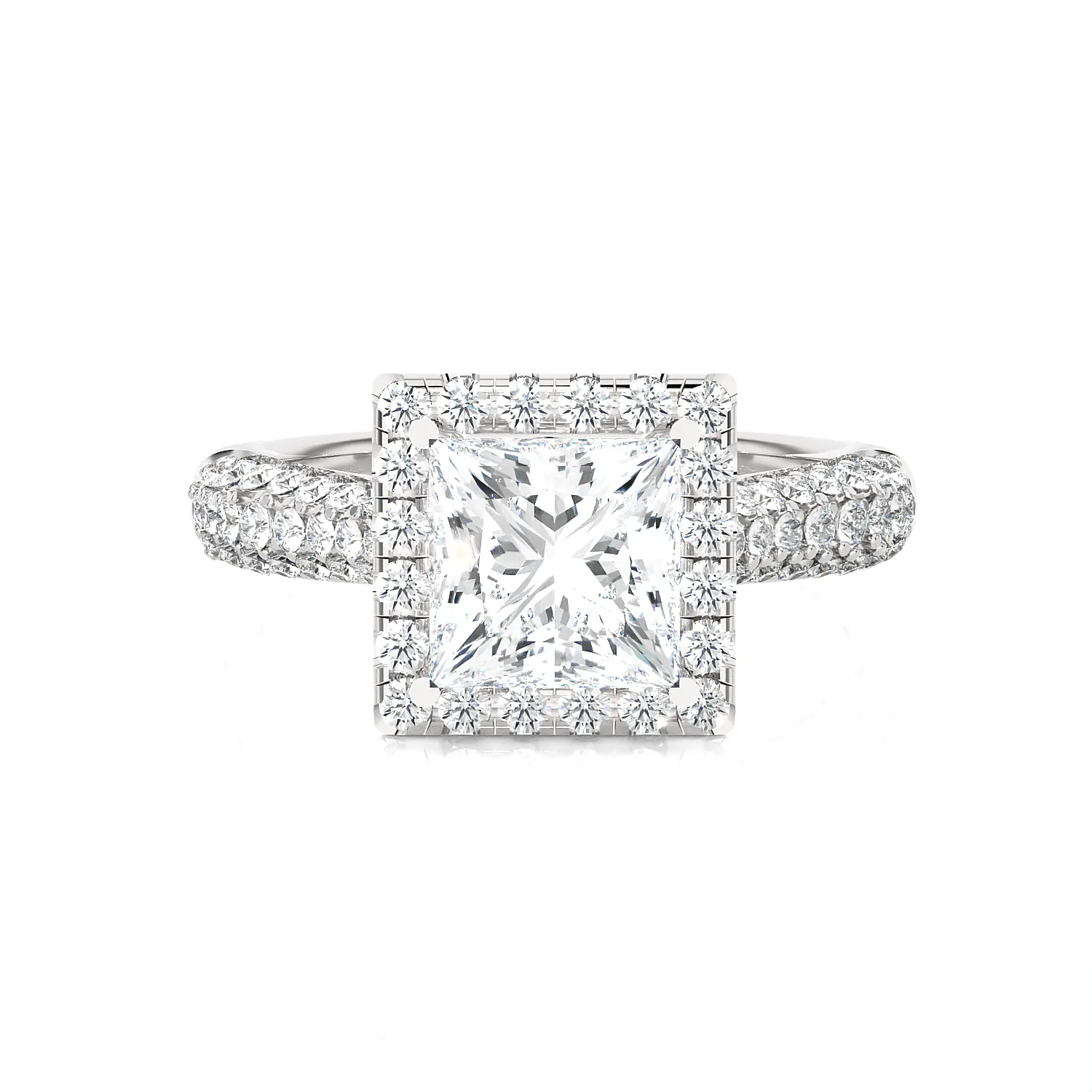 1 1/2 ctw Princess-Cut Lab Grown Diamond Halo Engagement Ring