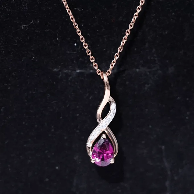 1 CT Rhodolite and Diamond Infinity Pendant Necklace