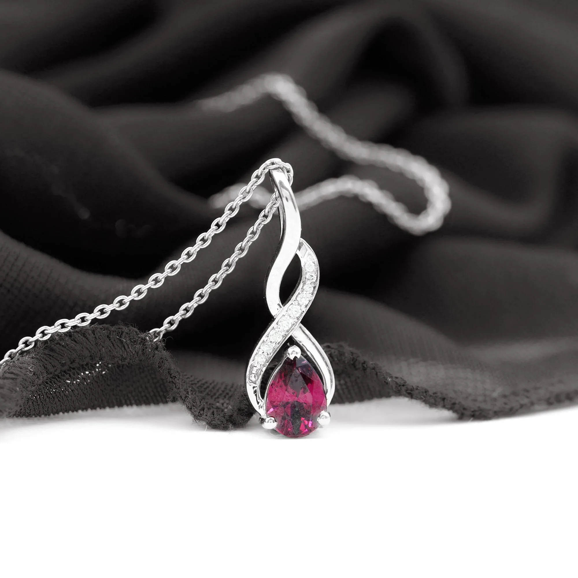 1 CT Rhodolite and Diamond Infinity Pendant Necklace