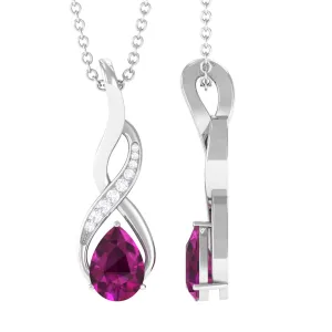 1 CT Rhodolite and Diamond Infinity Pendant Necklace