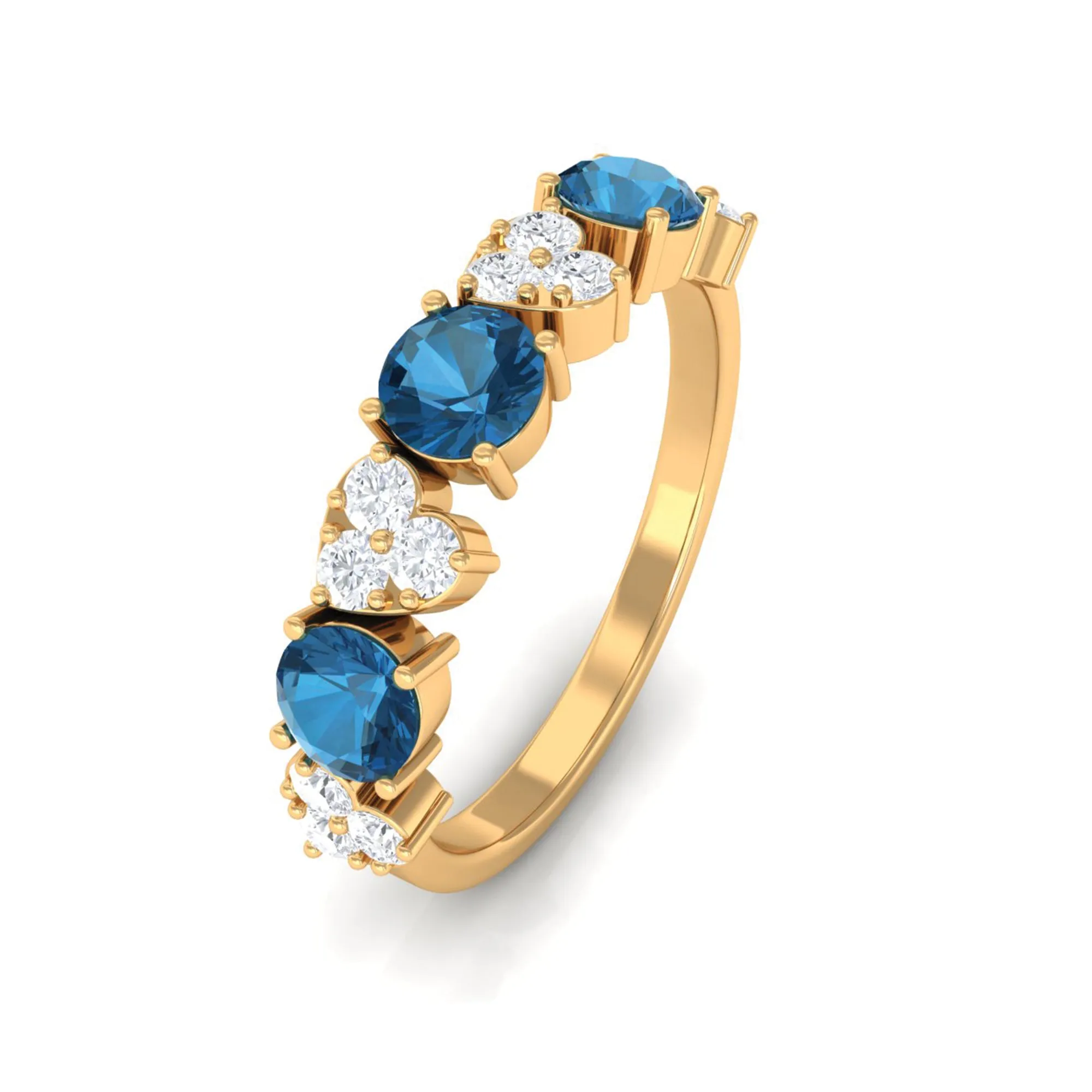 1.25 CT Alternate London Blue Topaz and Diamond Half Eternity Ring