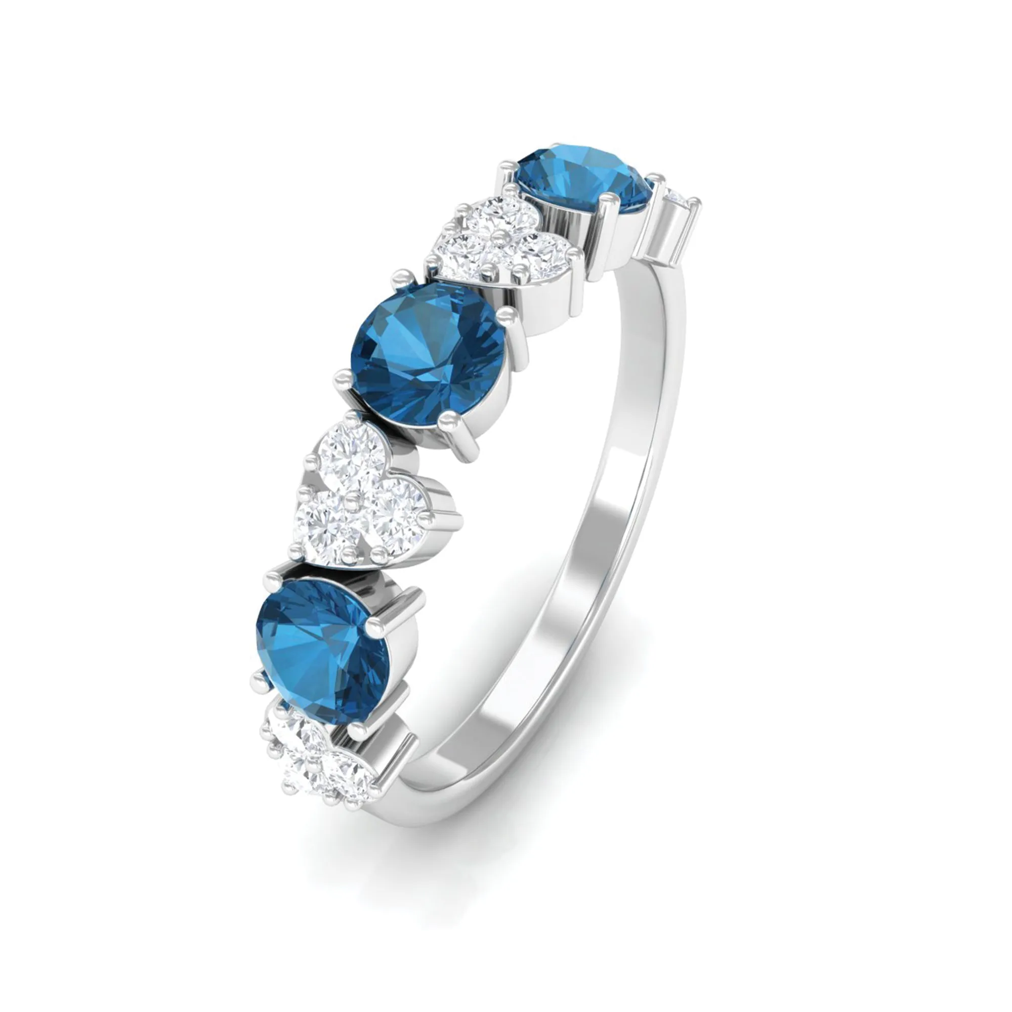 1.25 CT Alternate London Blue Topaz and Diamond Half Eternity Ring