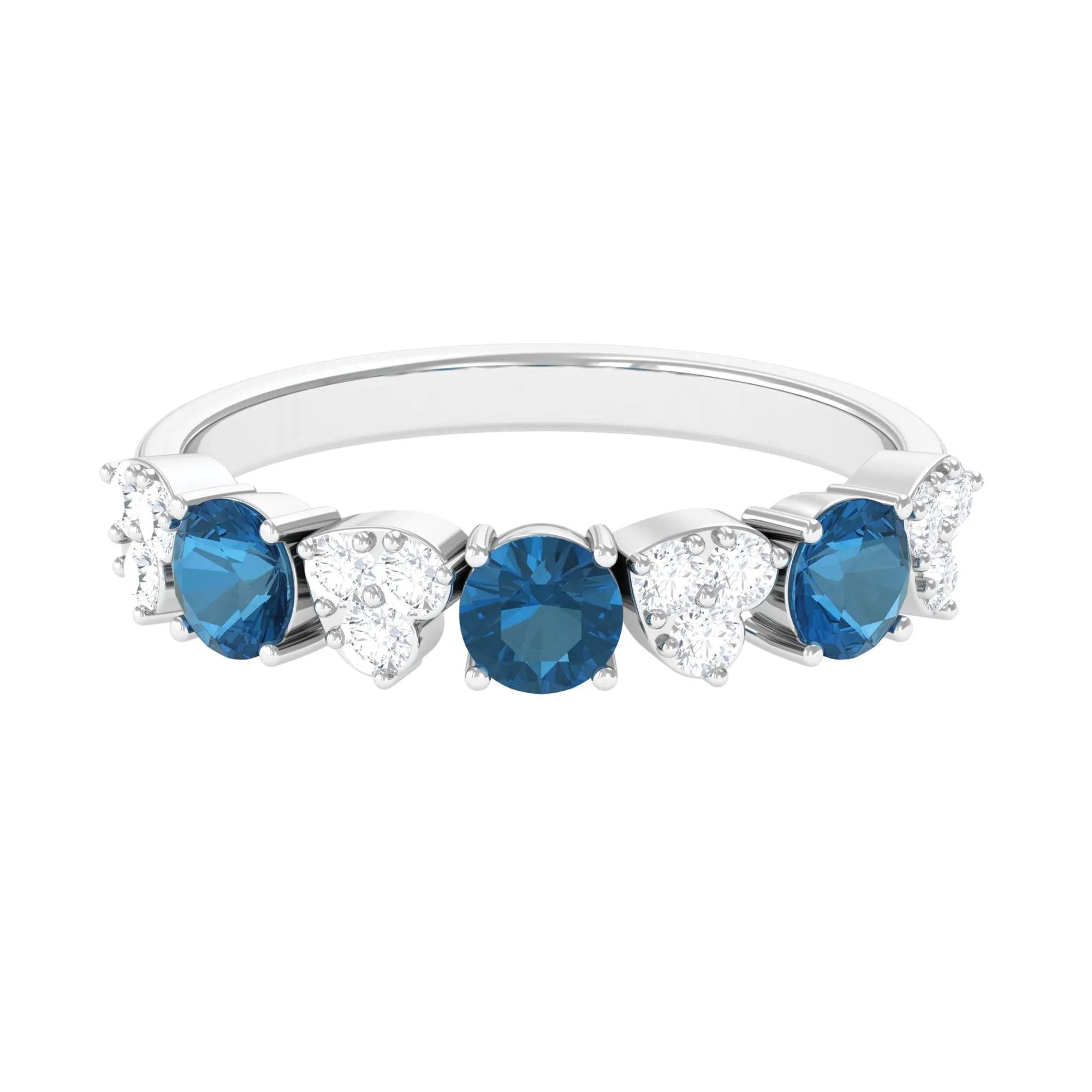 1.25 CT Alternate London Blue Topaz and Diamond Half Eternity Ring