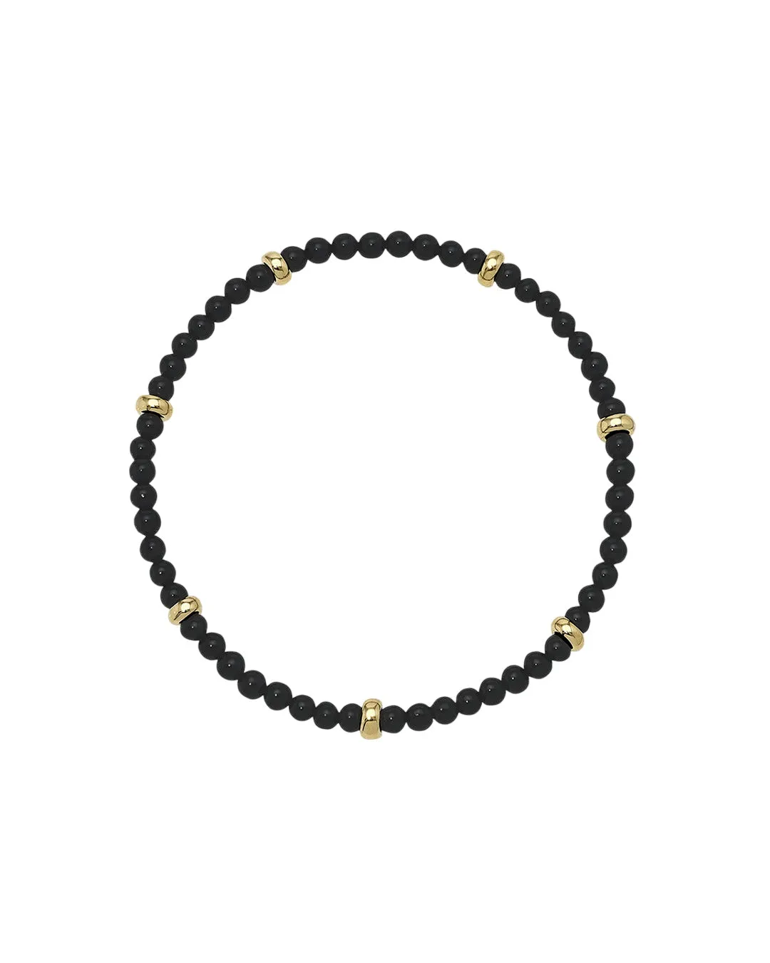 14k Gold Black Onyx Segment Bead Bracelet