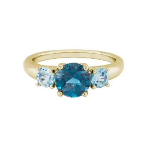 14K Gold London Blue Topaz Dinner Ring