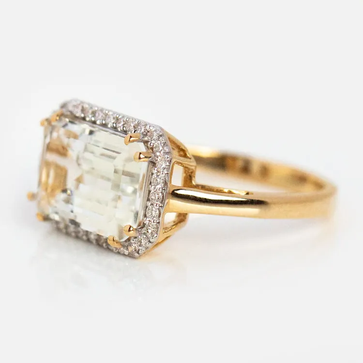 14k Solid Gold Diamond East West Baguette Ring