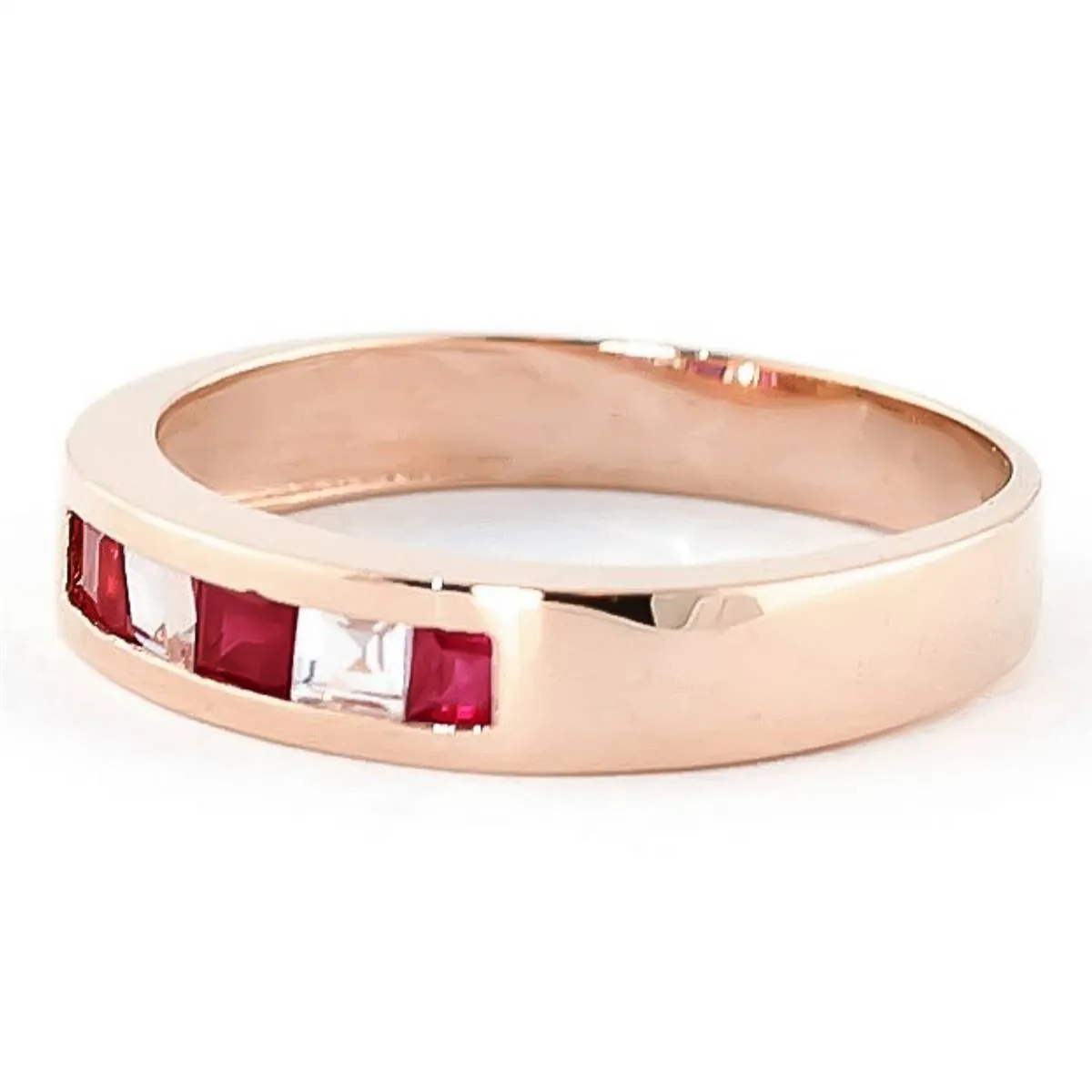 14K Solid Rose Gold Rings w/ Natural Ruby & Rose Topaz