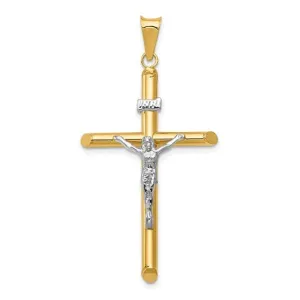 14K TT Gold Hollow Crucifix