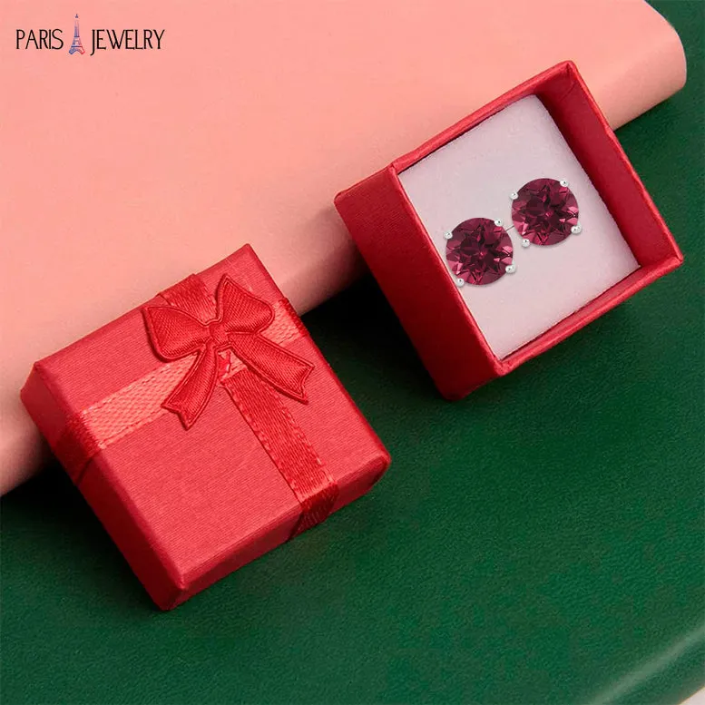 14k White Gold Plated 3 Ct Round Created Ruby Stud Earrings