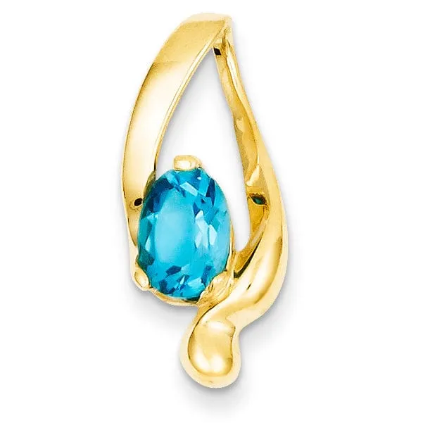 14k Yellow Gold 8x6mm Blue Topaz Slide Pendant