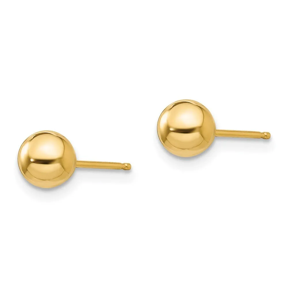 14KT Yellow Gold Polished 5mm Ball Post Earrings