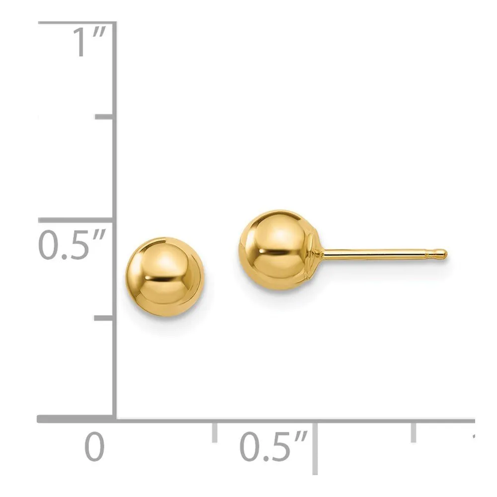 14KT Yellow Gold Polished 5mm Ball Post Earrings