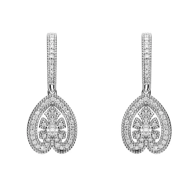 18ct White Gold  0.33ct Diamond House Style Leaf Drop Earrings D