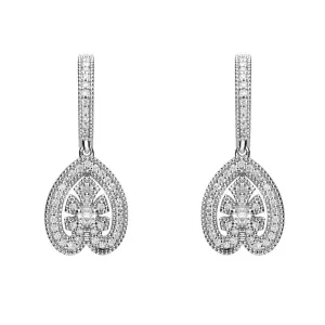 18ct White Gold  0.33ct Diamond House Style Leaf Drop Earrings D