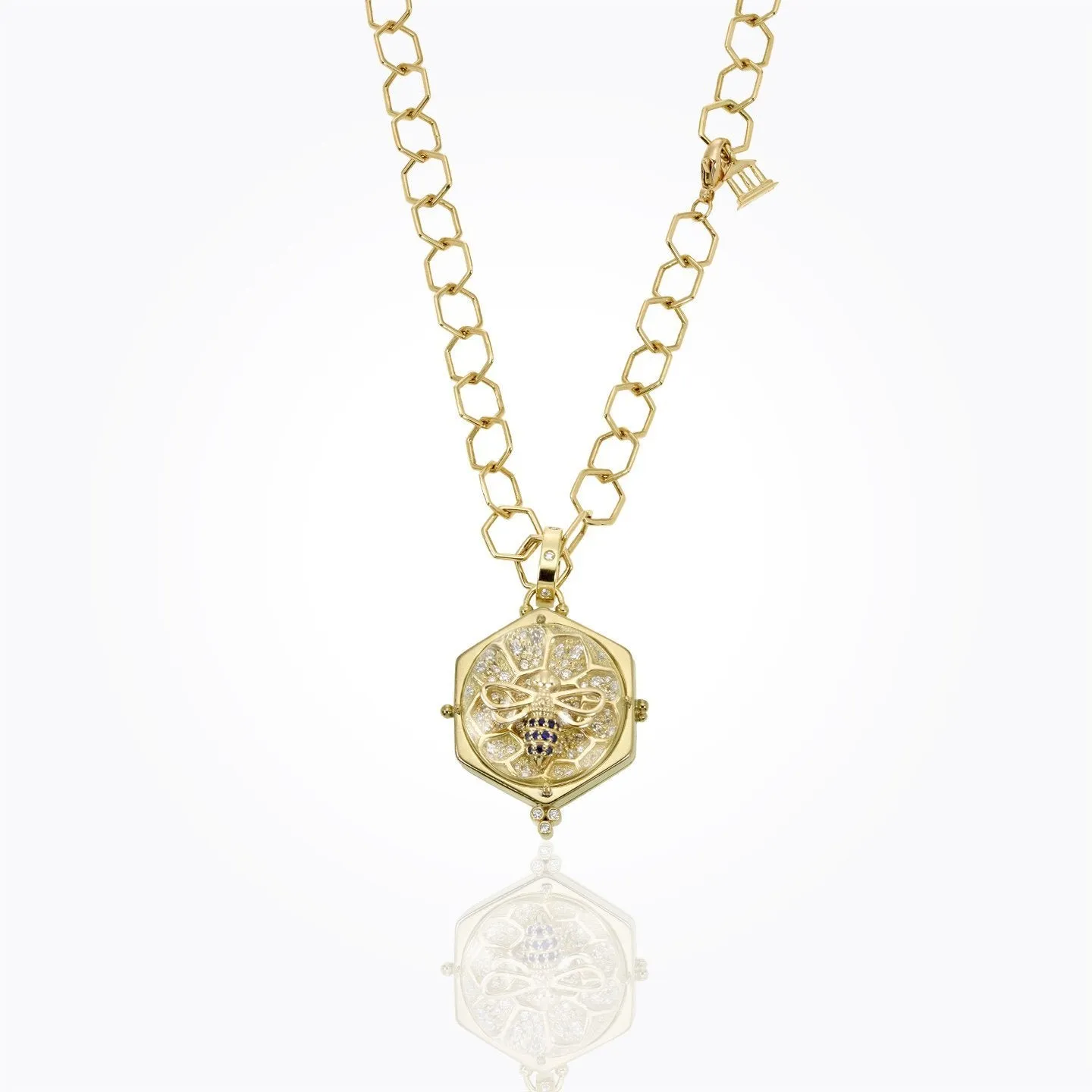 18K Beehive Crystal Locket