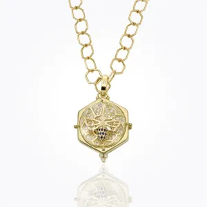 18K Beehive Crystal Locket