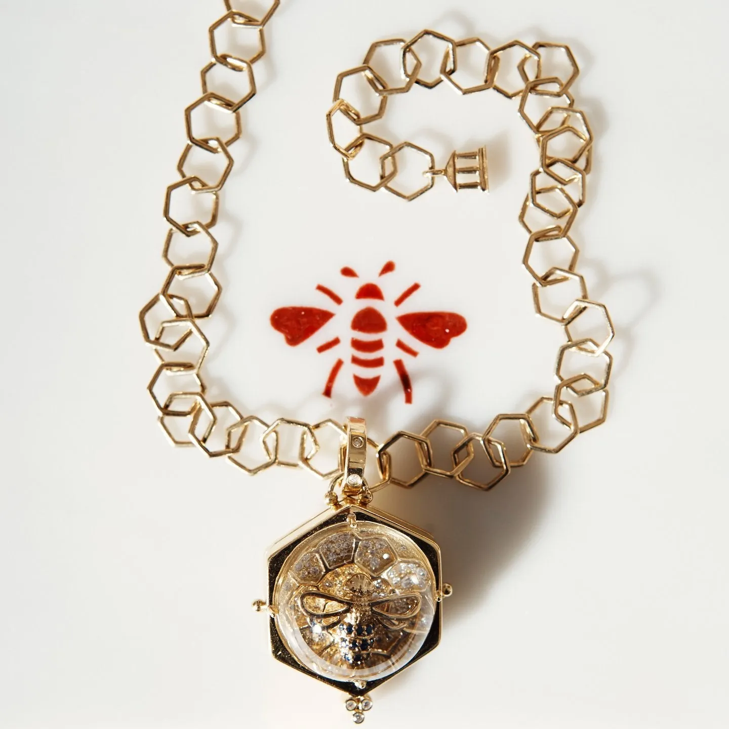 18K Beehive Crystal Locket