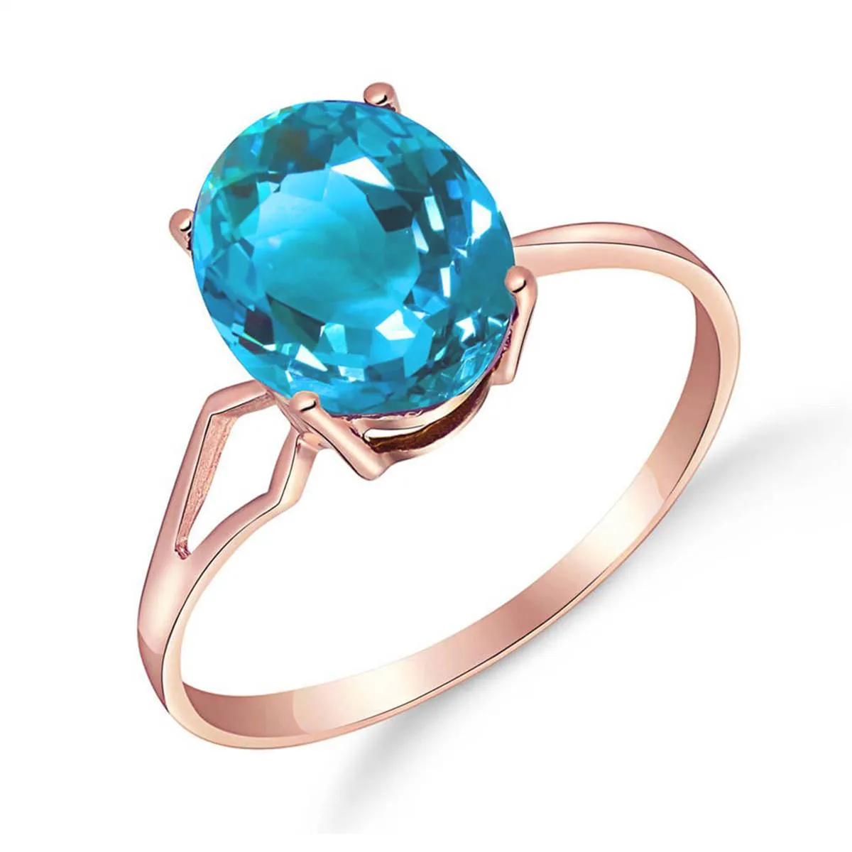 2.2 Carat 14K Solid Rose Gold Opulence Blue Topaz Ring