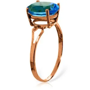 2.2 Carat 14K Solid Rose Gold Opulence Blue Topaz Ring