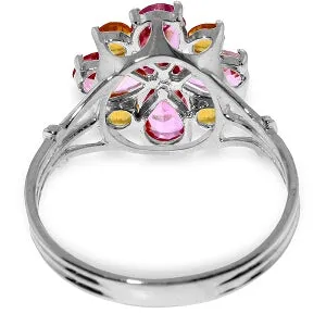 2.43 Carat 14K Solid White Gold Ring Natural Pink Topaz Citrine