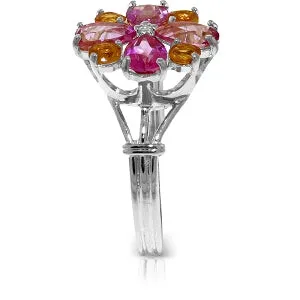 2.43 Carat 14K Solid White Gold Ring Natural Pink Topaz Citrine