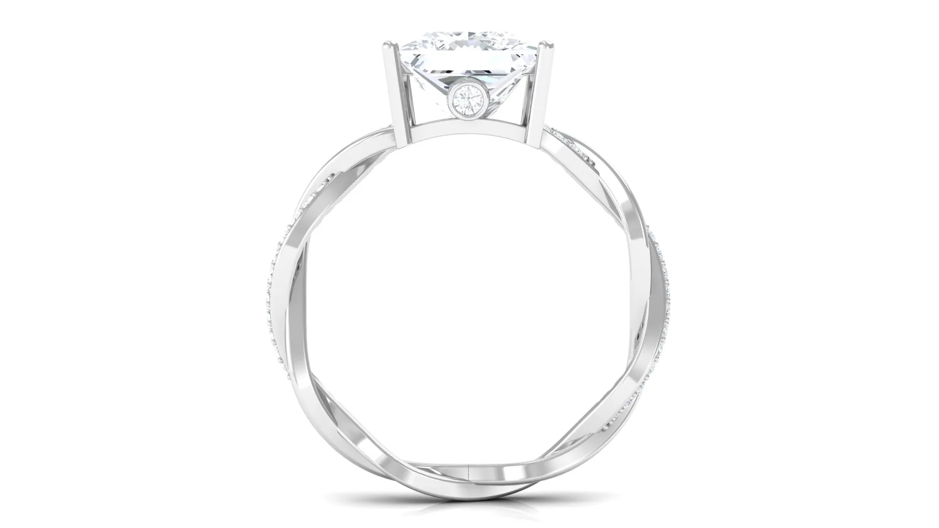 3 CT Princess Cut Solitaire Moissanite Braided Ring in Prong Setting and Hidden Style