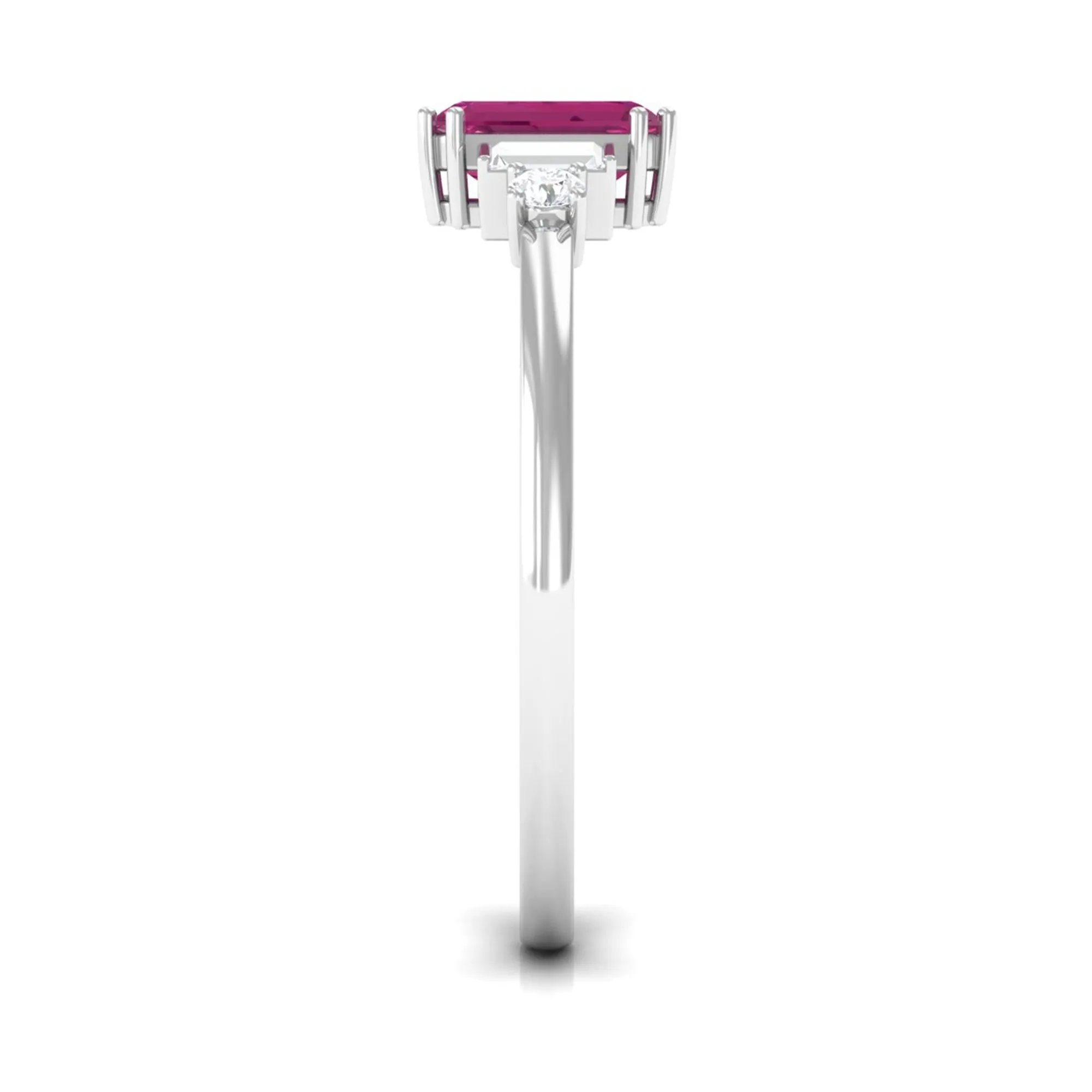 3/4 CT Minimal Pink Tourmaline Solitaire Ring with Diamond