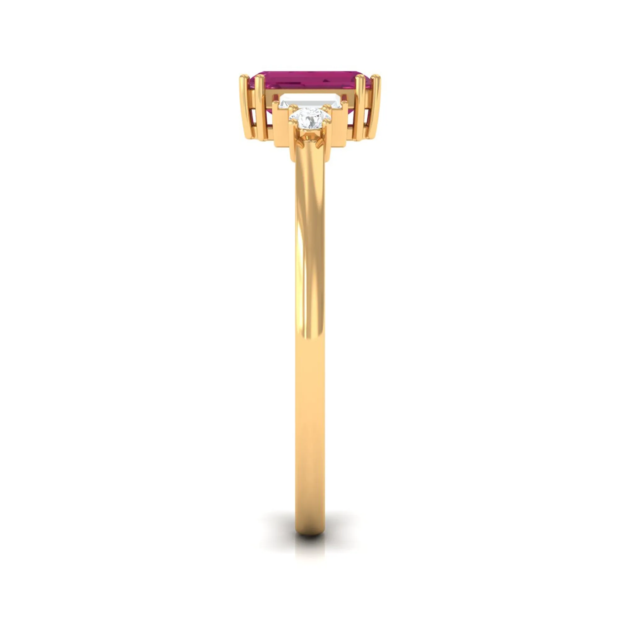 3/4 CT Minimal Pink Tourmaline Solitaire Ring with Diamond