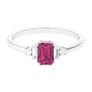 3/4 CT Minimal Pink Tourmaline Solitaire Ring with Diamond