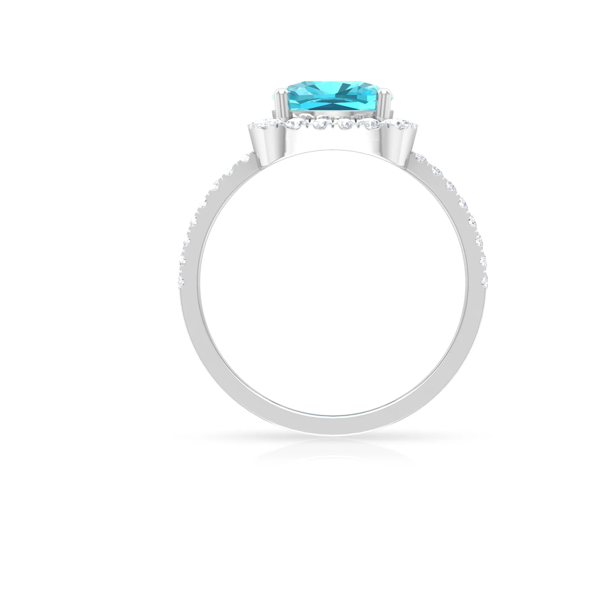 4 CT Cushion Shape Swiss Blue Topaz and Diamond Accent Engagement Ring