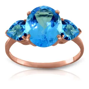 4.2 Carat 14K Solid Rose Gold Bounty Blue Topaz Ring