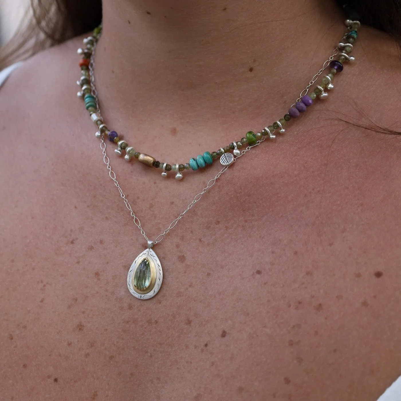 55 & Me Green Garnet Necklace