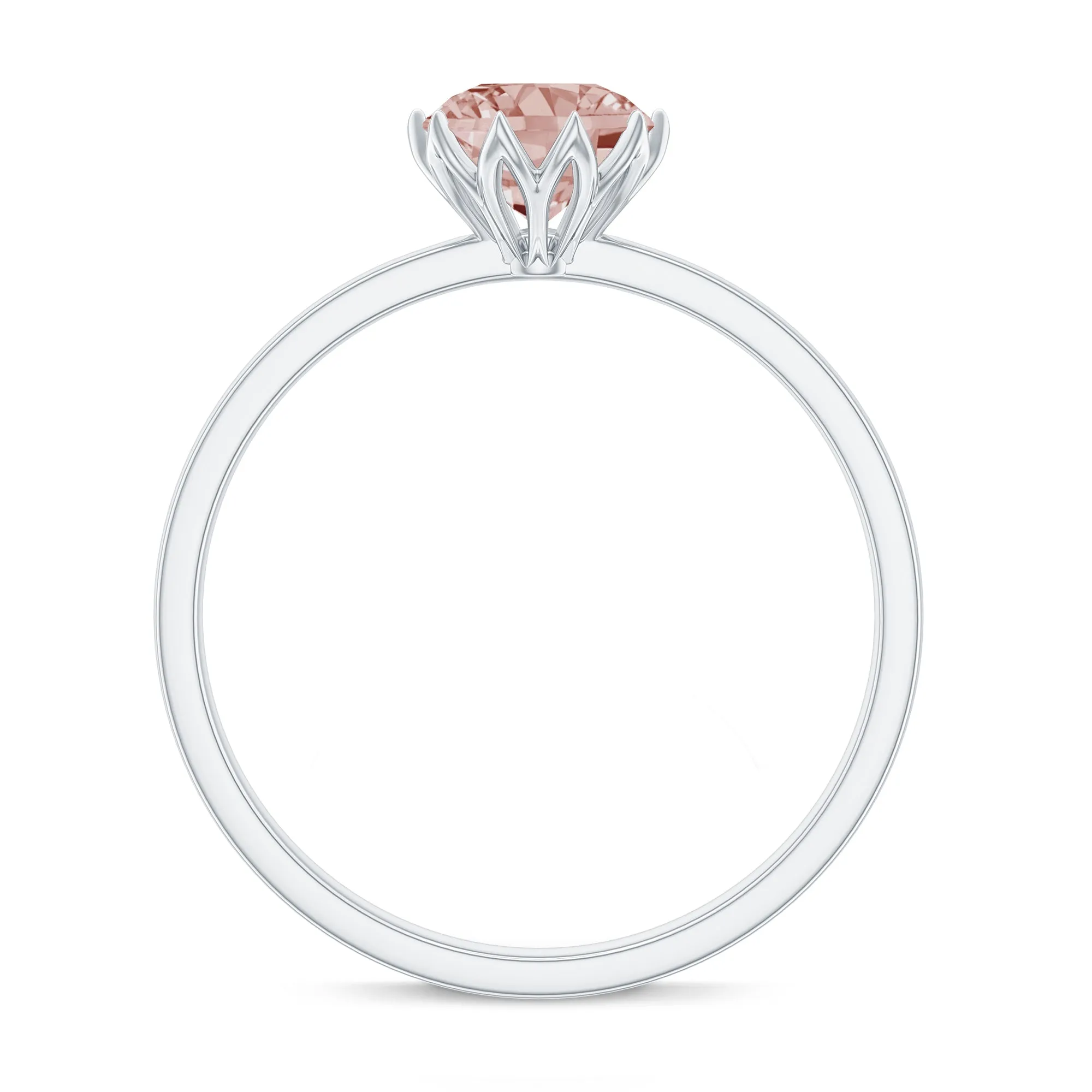 6 MM Round Morganite Solitaire Ring in Lotus Basket Setting