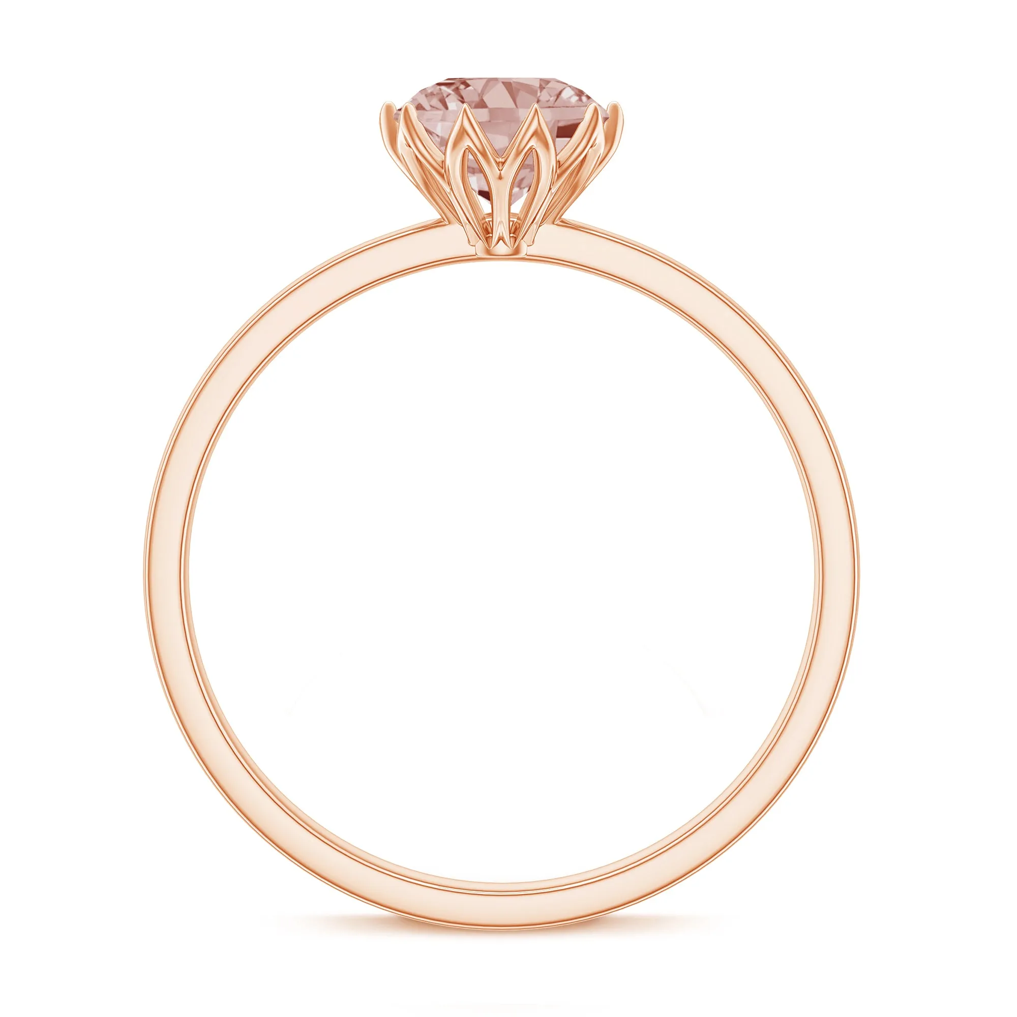 6 MM Round Morganite Solitaire Ring in Lotus Basket Setting