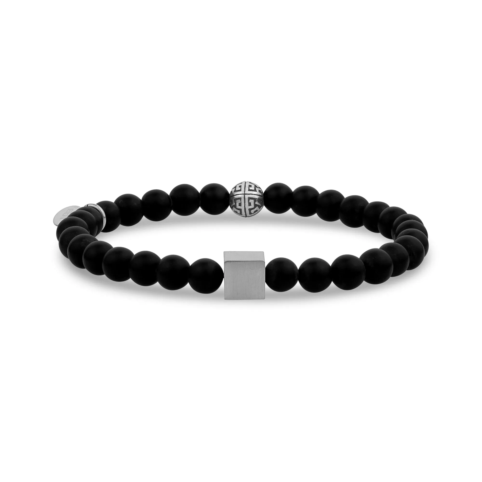 6mm Cube Matte Black Bead Bracelet