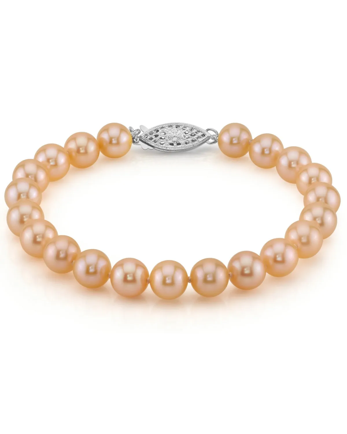 7.0-7.5mm Peach Freshwater Pearl Bracelet - AAAA Quality