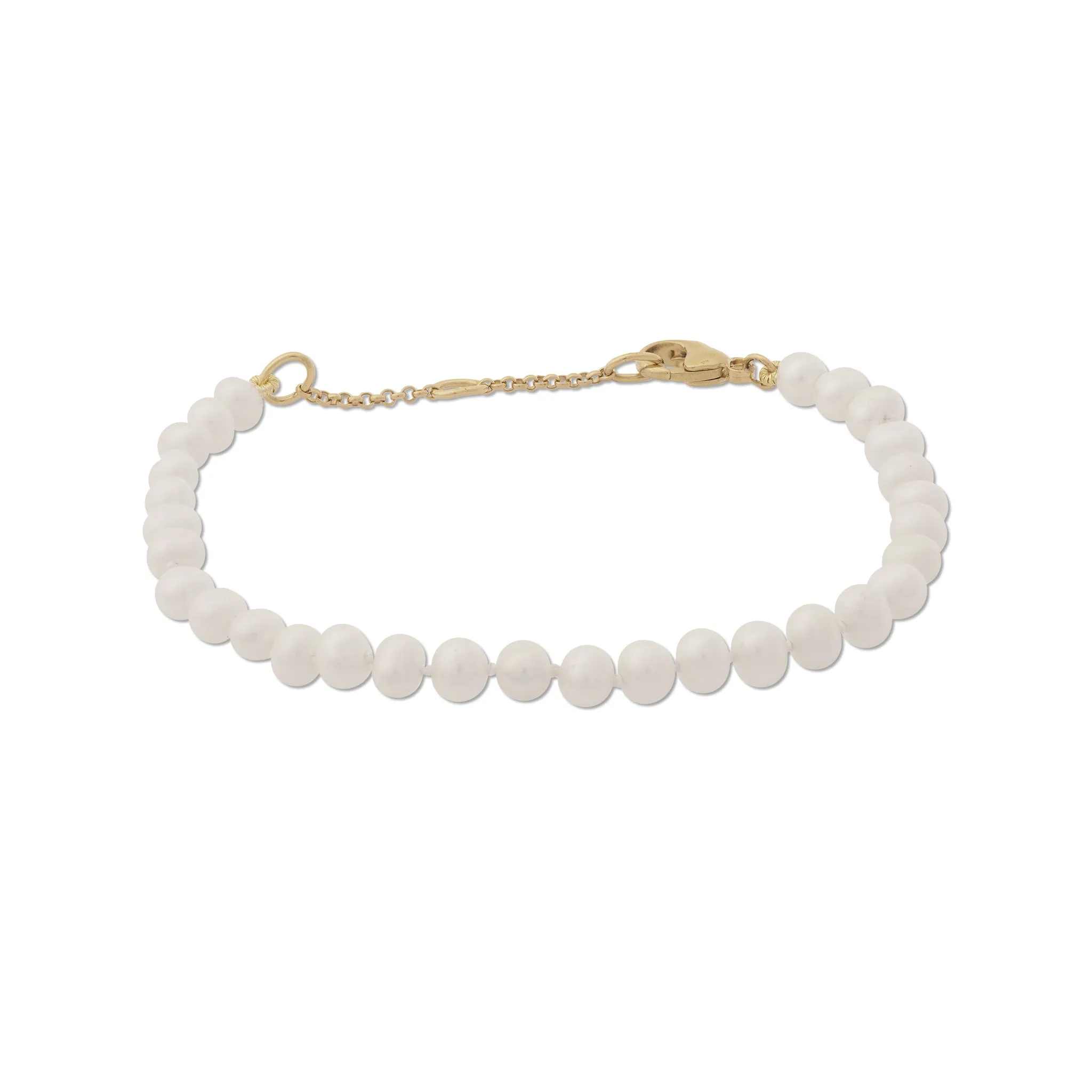 7.5-9" Adjustable White Freshwater Pearl Bracelet in Gold - 4.5-5mm