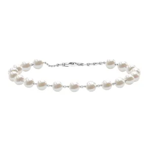 8 MM Round Freshwater Pearl Station Chain Bracelet