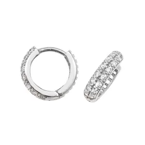 9ct White Gold Hinged Zirconia Earrings ER017W