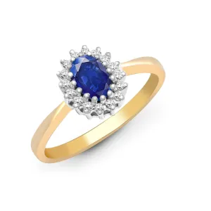 9ct Yellow Gold Diamond And Blue Topaz Ring