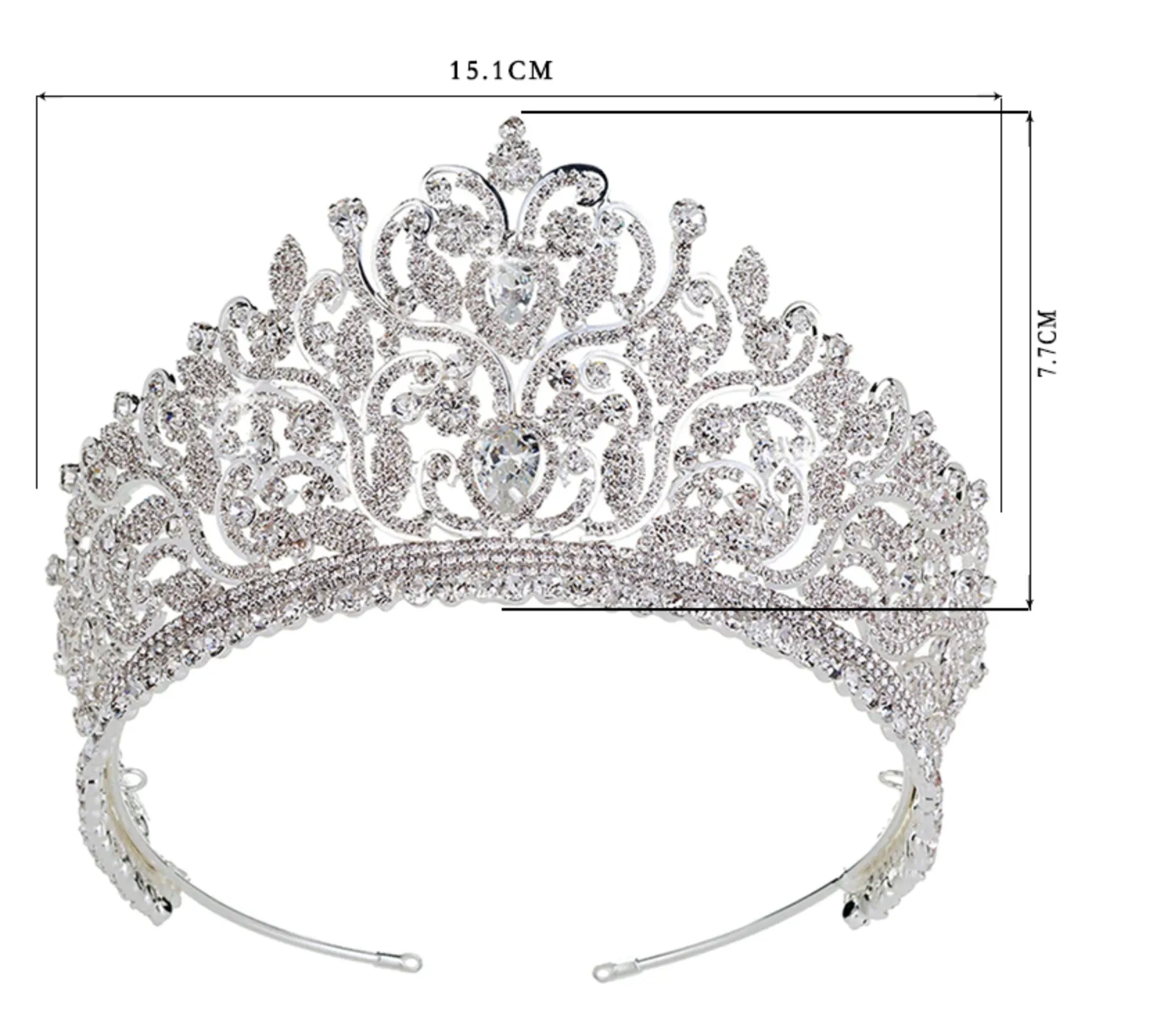 AAA CZ Luxury Rhinestone Wedding Crown Hair Accessory